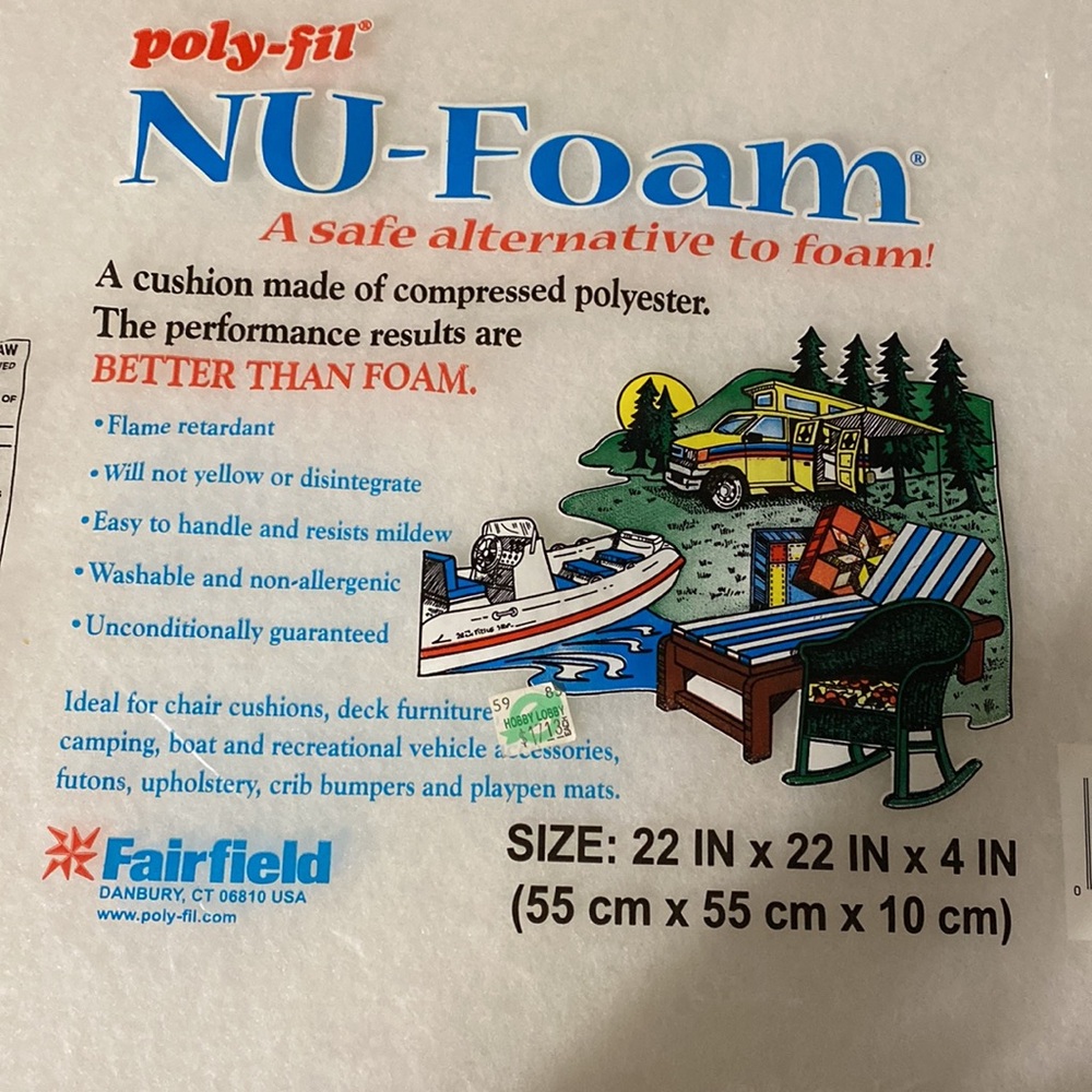 NU-Foam White Polyester Cushion Insert - 22 x 22 x 4 - Picture 4 of 4